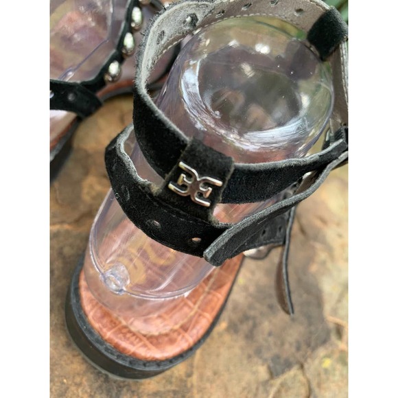 Sam Edleman Strappy Roman Sandals Black with Silver Balls Size 8 - Picture 5 of 11